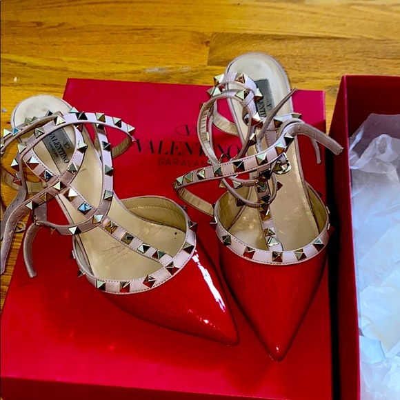 Valentino Shoes - Red-Valentino Rock Stud Heels Size 39 1/2